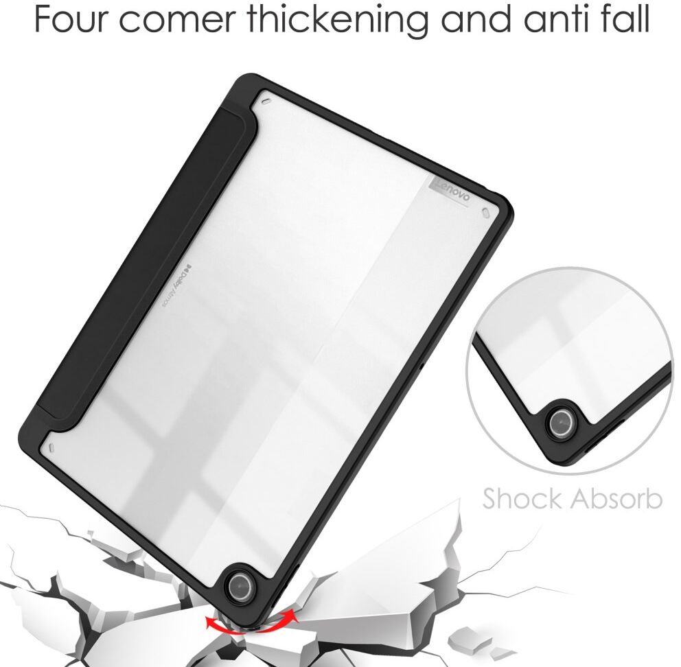 Lenovo Tab M10 Plus Gen 3 Hoes Tri-Fold Book Case met Standaard Zwart afbeelding 2