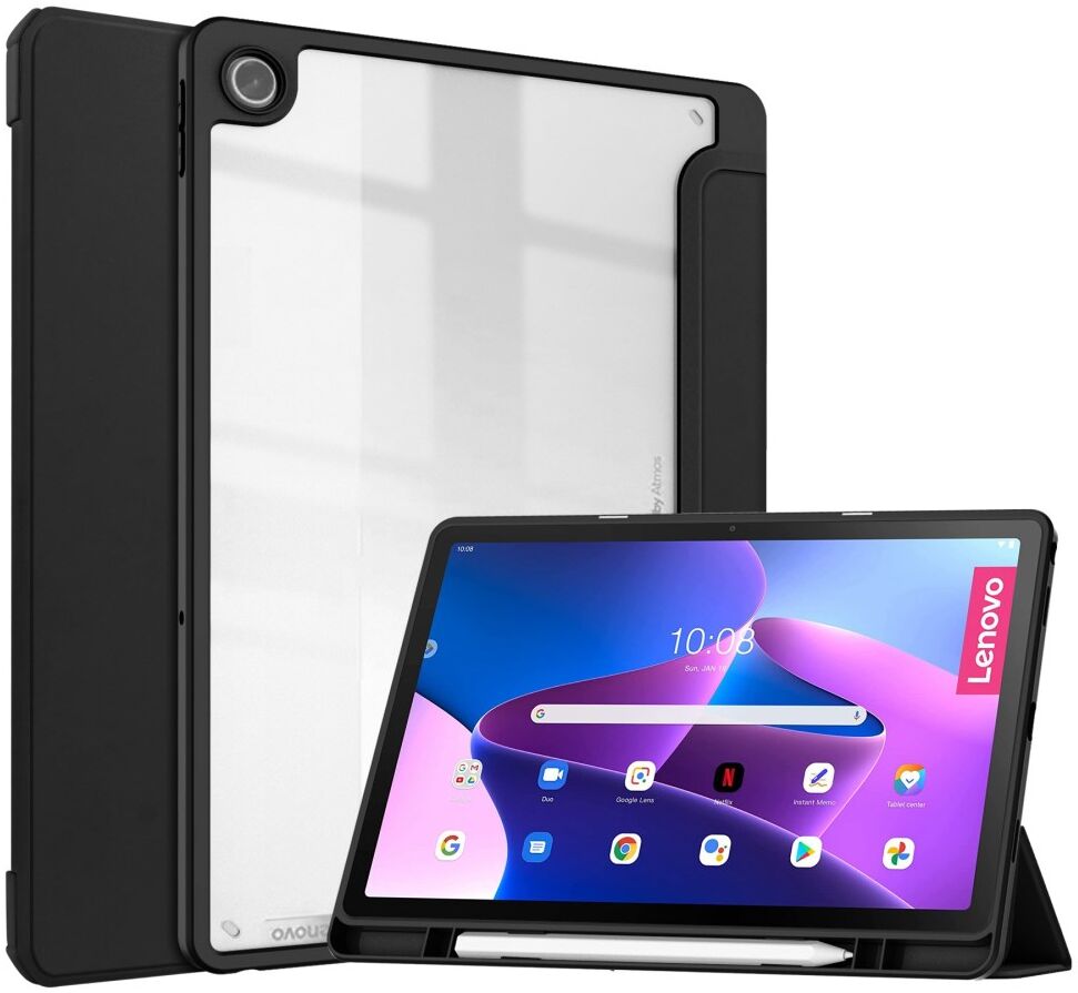 Lenovo Tab M10 Plus Gen 3 Hoes Tri-Fold Book Case met Standaard Zwart afbeelding 1
