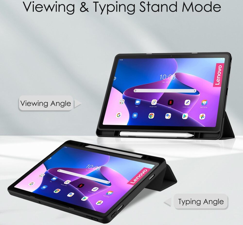 Lenovo Tab M10 Plus Gen 3 Hoes Tri-Fold Book Case met Standaard Zwart afbeelding 4