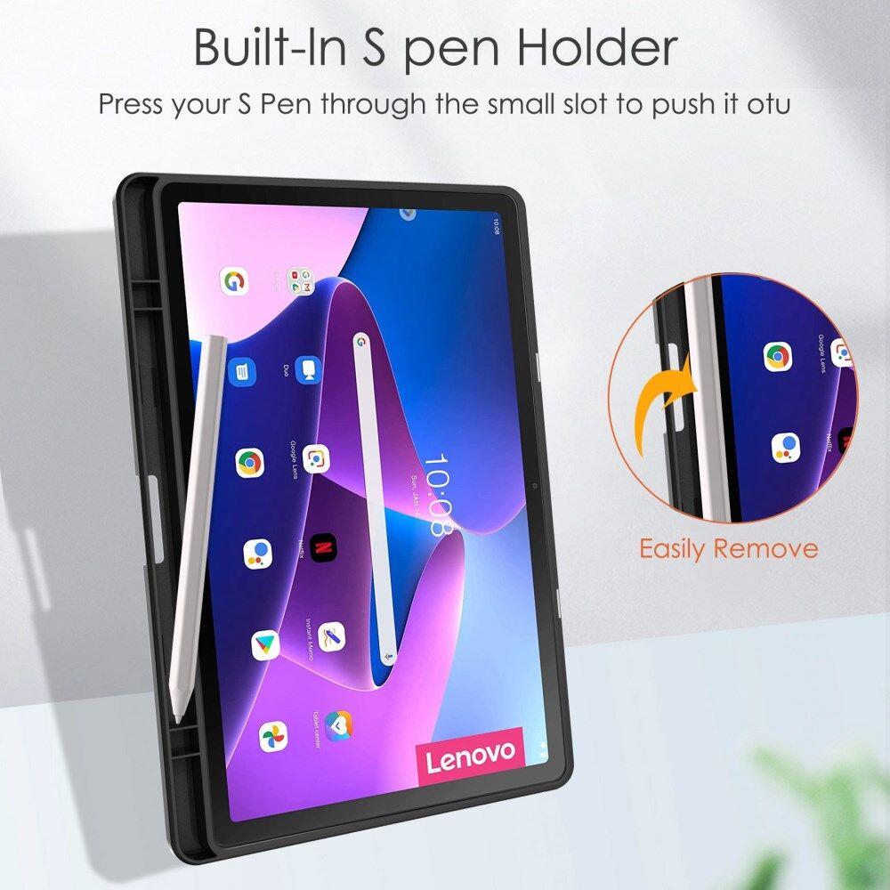 Lenovo Tab M10 Plus Gen 3 Hoes Tri-Fold Book Case met Standaard Zwart afbeelding 5