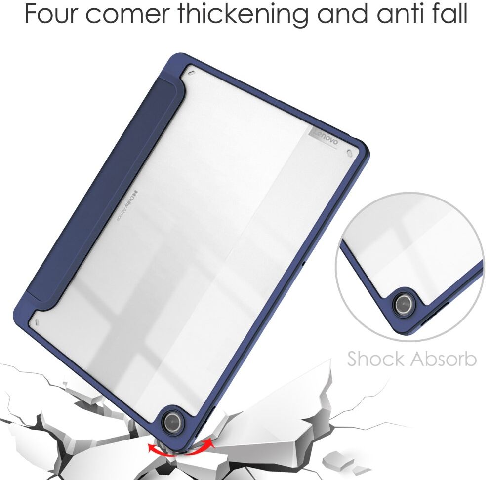 Lenovo Tab M10 Plus Gen 3 Hoes Tri-Fold Book Case met Standaard Blauw afbeelding 2