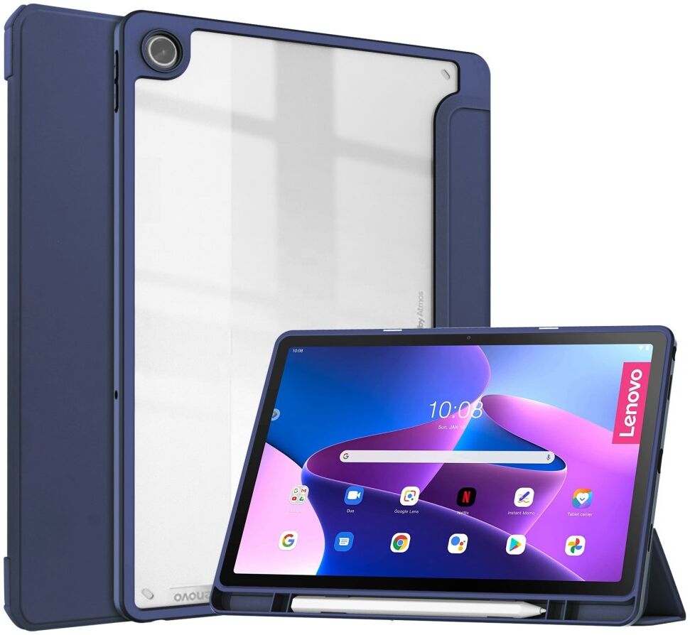 Lenovo Tab M10 Plus Gen 3 Hoes Tri-Fold Book Case met Standaard Blauw afbeelding 1