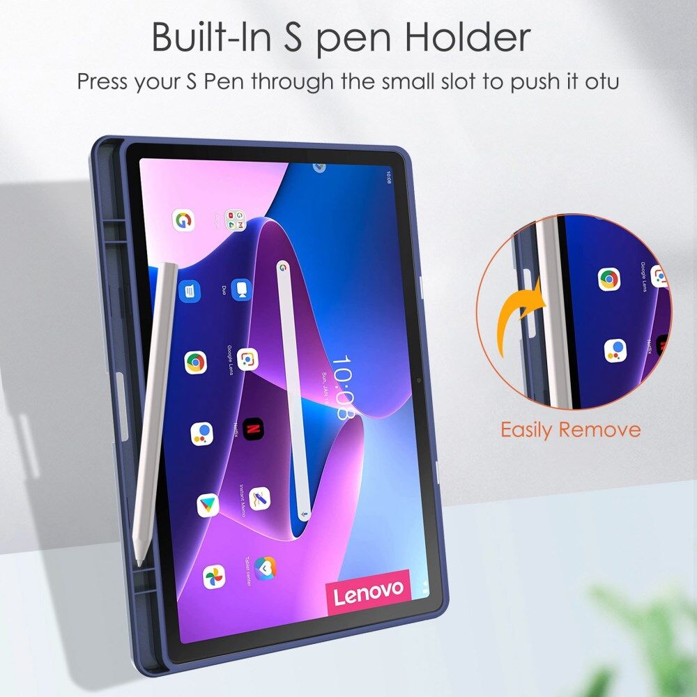 Lenovo Tab M10 Plus Gen 3 Hoes Tri-Fold Book Case met Standaard Blauw afbeelding 5