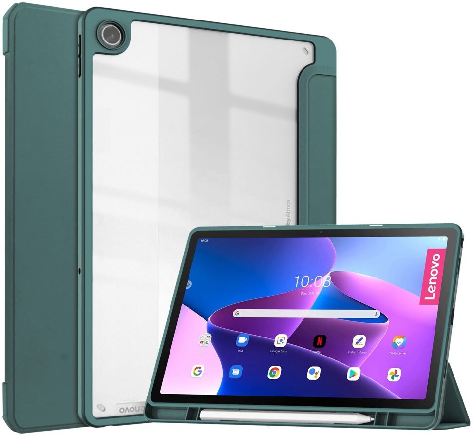 Lenovo Tab M10 Plus Gen 3 Hoes Tri-Fold Book Case met Standaard Groen afbeelding 1