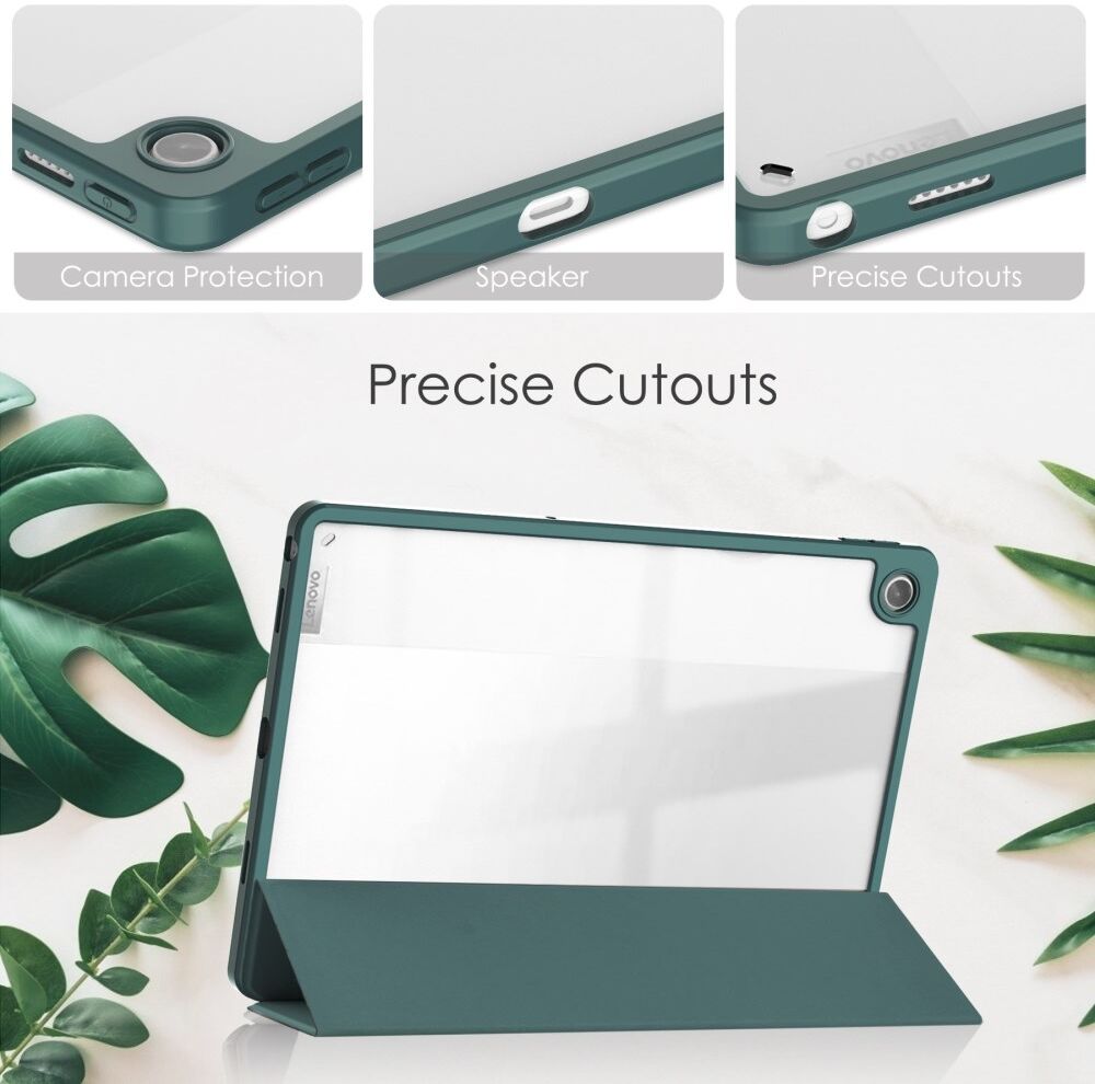 Lenovo Tab M10 Plus Gen 3 Hoes Tri-Fold Book Case met Standaard Groen afbeelding 6