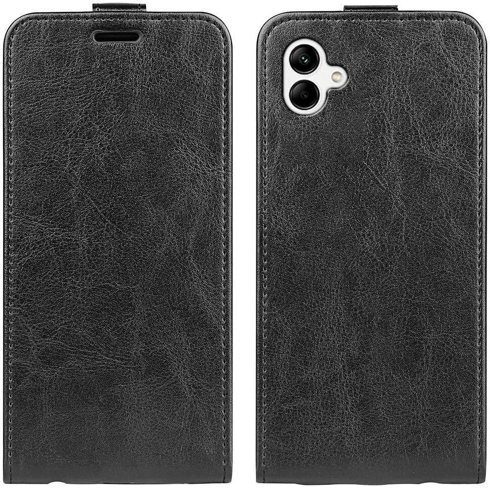 Samsung Galaxy A04 Hoesje Verticale Flip Wallet Case Kunstleer Zwart afbeelding 2