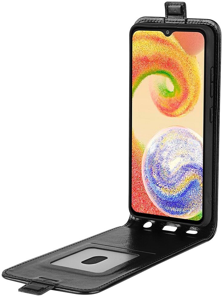 Samsung Galaxy A04 Hoesje Verticale Flip Wallet Case Kunstleer Zwart afbeelding 1