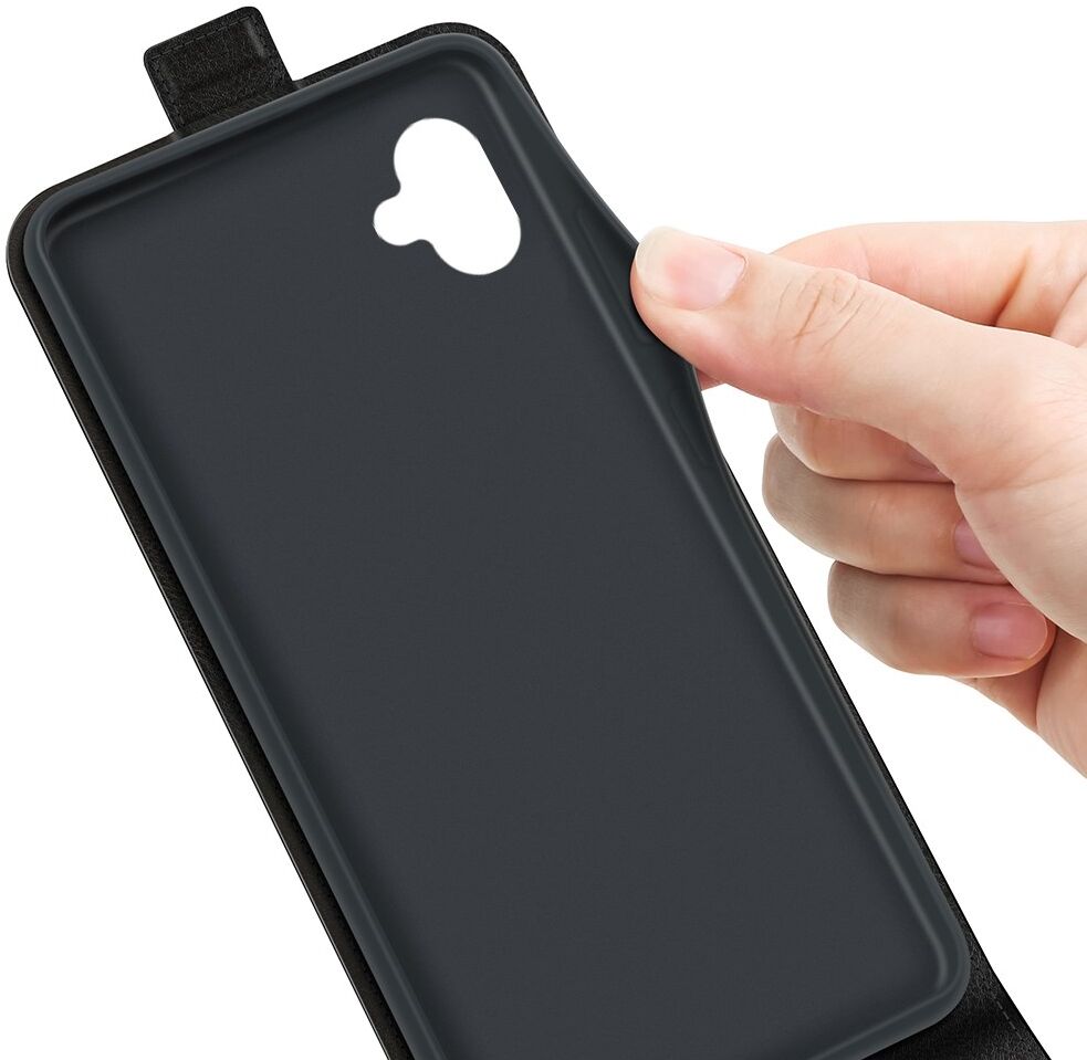 Samsung Galaxy A04 Hoesje Verticale Flip Wallet Case Kunstleer Zwart afbeelding 3