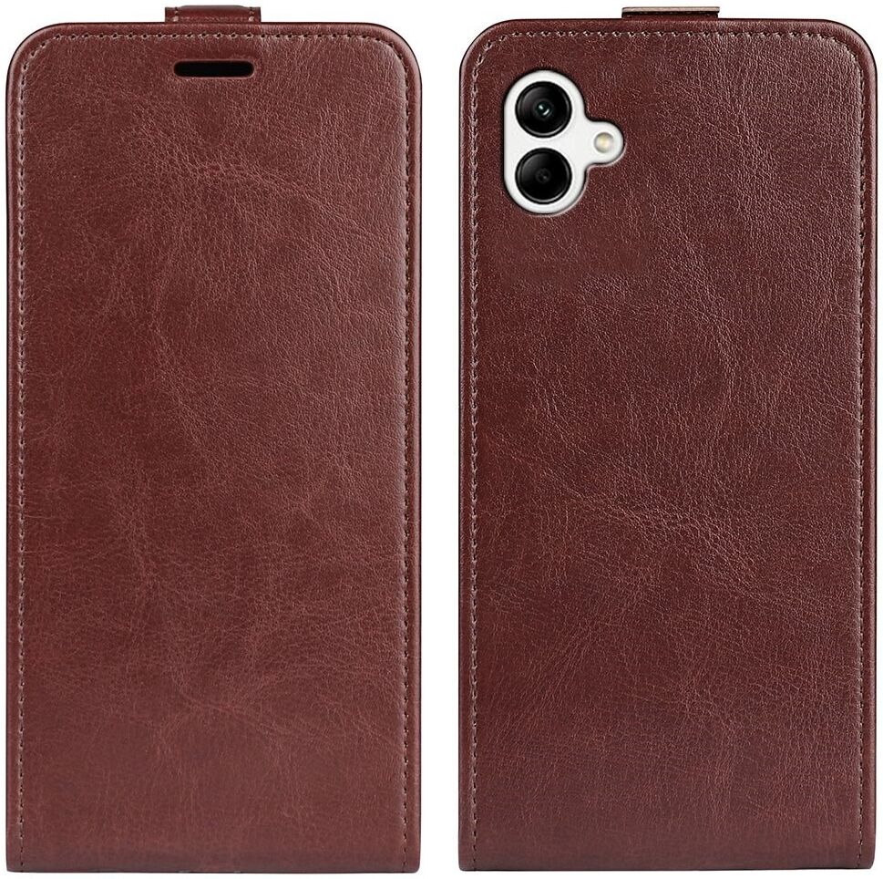 Samsung Galaxy A04 Hoesje Verticale Flip Wallet Case Kunstleer Bruin afbeelding 2