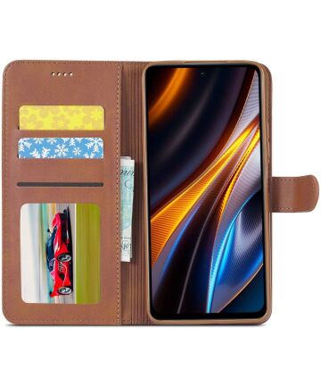 LC.IMEEKE Xiaomi Redmi 10/Poco M5 Hoesje Portemonnee Book Case Bruin Hoesjes