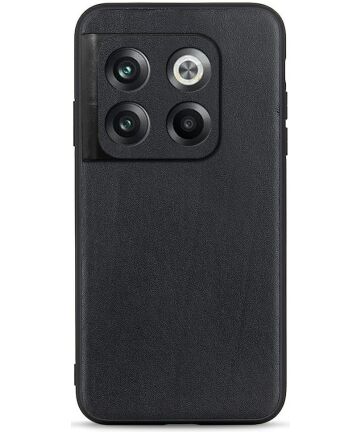 OnePlus 10T Hoesje met Kunstleer Coating Back Cover Zwart Hoesjes
