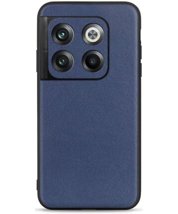 OnePlus 10T Hoesje met Kunstleer Coating Back Cover Blauw Hoesjes