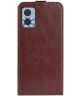 Motorola Moto E22/E22i Hoesje Verticale Flip Wallet Kunstleer Bruin