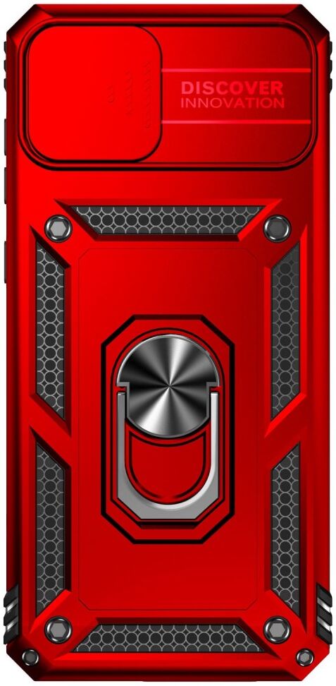 Samsung Galaxy A04 Hoesje met Camera Slider en Kickstand Ring Rood afbeelding 3