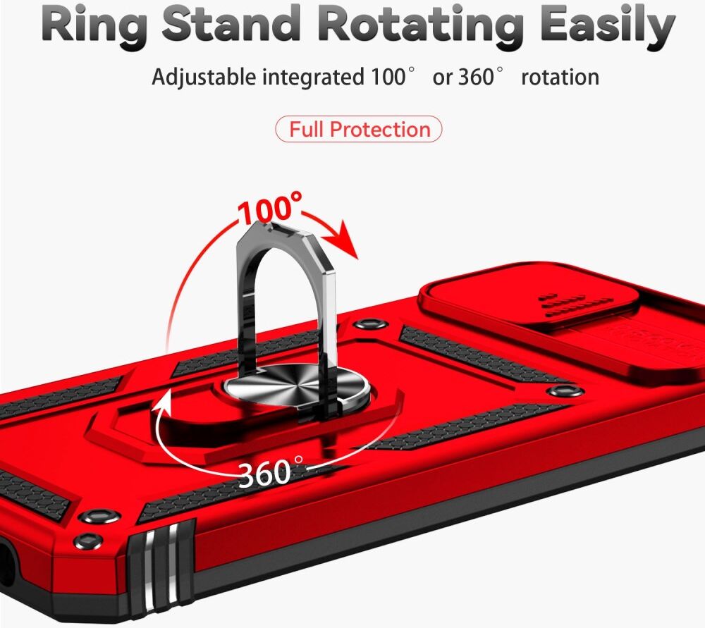 Samsung Galaxy A04 Hoesje met Camera Slider en Kickstand Ring Rood afbeelding 6