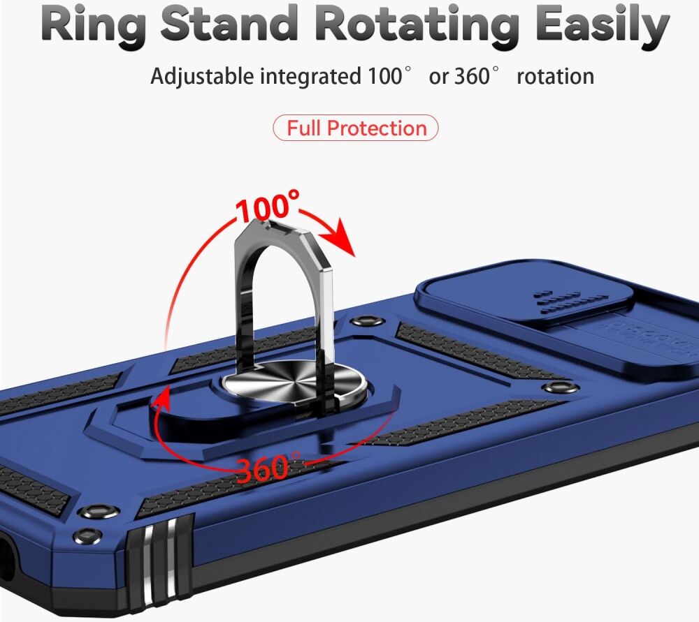 Samsung Galaxy A04 Hoesje met Camera Slider en Kickstand Ring Blauw afbeelding 6