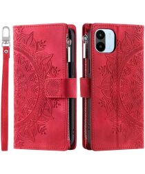 Xiaomi Redmi A1/A2 Hoesje Mandala Pasjeshouder Zipper Book Case Roze