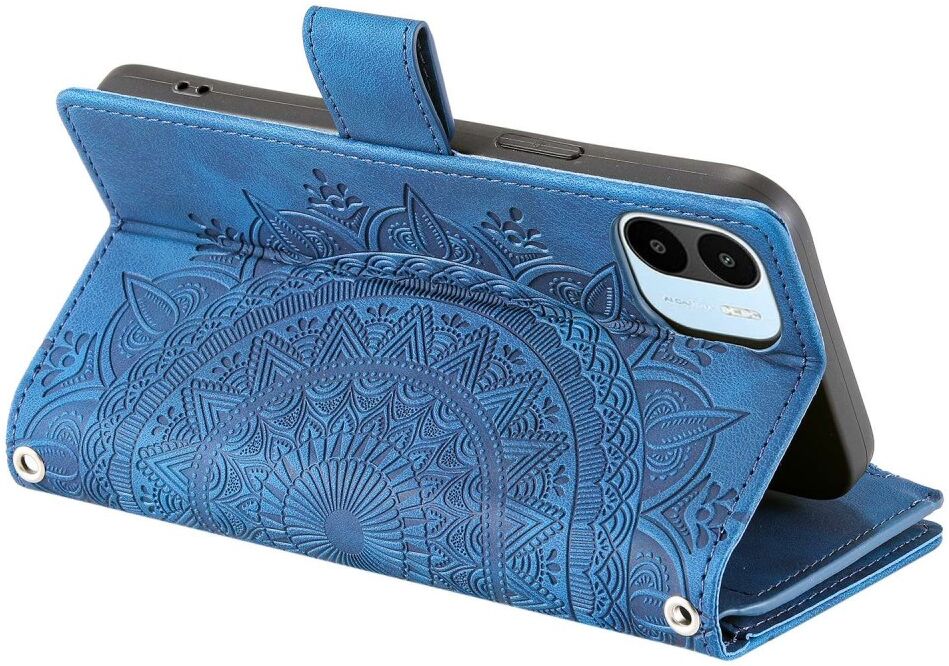 Xiaomi Redmi A1/A2 Hoesje Mandala Pasjeshouder Zipper Book Case Blauw afbeelding 6