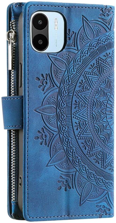 Xiaomi Redmi A1/A2 Hoesje Mandala Pasjeshouder Zipper Book Case Blauw afbeelding 8