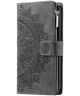 Xiaomi Redmi A1/A2 Hoesje Mandala Pasjeshouder Zipper Book Case Grijs