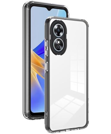 Oppo A17 Hoesje Schokbestendig Back Cover Transparant Zwart Hoesjes