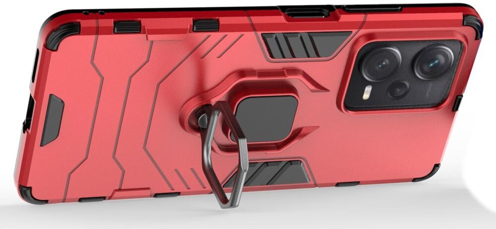 Xiaomi Redmi Note 12 Pro Plus Hoesje Magnetische Kickstand Ring Rood afbeelding 2