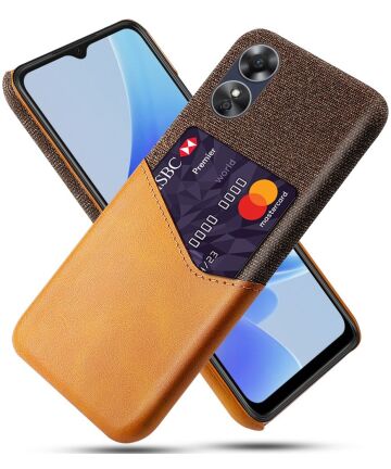 Oppo A17 Hoesje met Kaarthouder Back Cover Oranje Hoesjes