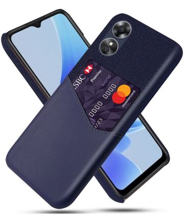 Oppo A17 Hoesje met Kaarthouder Back Cover Blauw Hoesjes