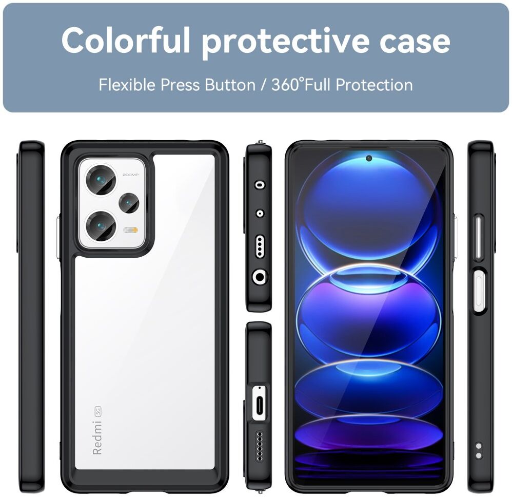 Xiaomi Redmi Note 12 Pro Plus Hoesje Acryl Back Cover Zwart afbeelding 8