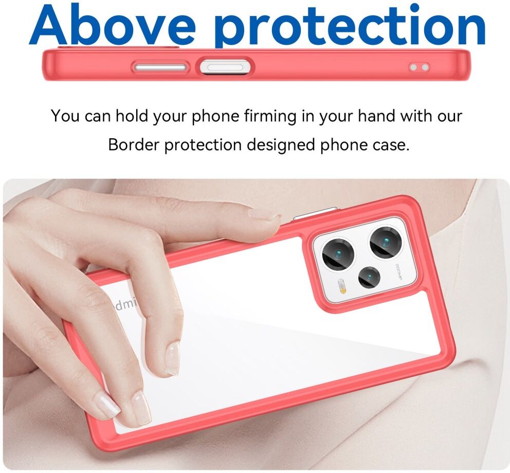 Xiaomi Redmi Note 12 Pro Plus Hoesje Acryl Back Cover Rood afbeelding 4