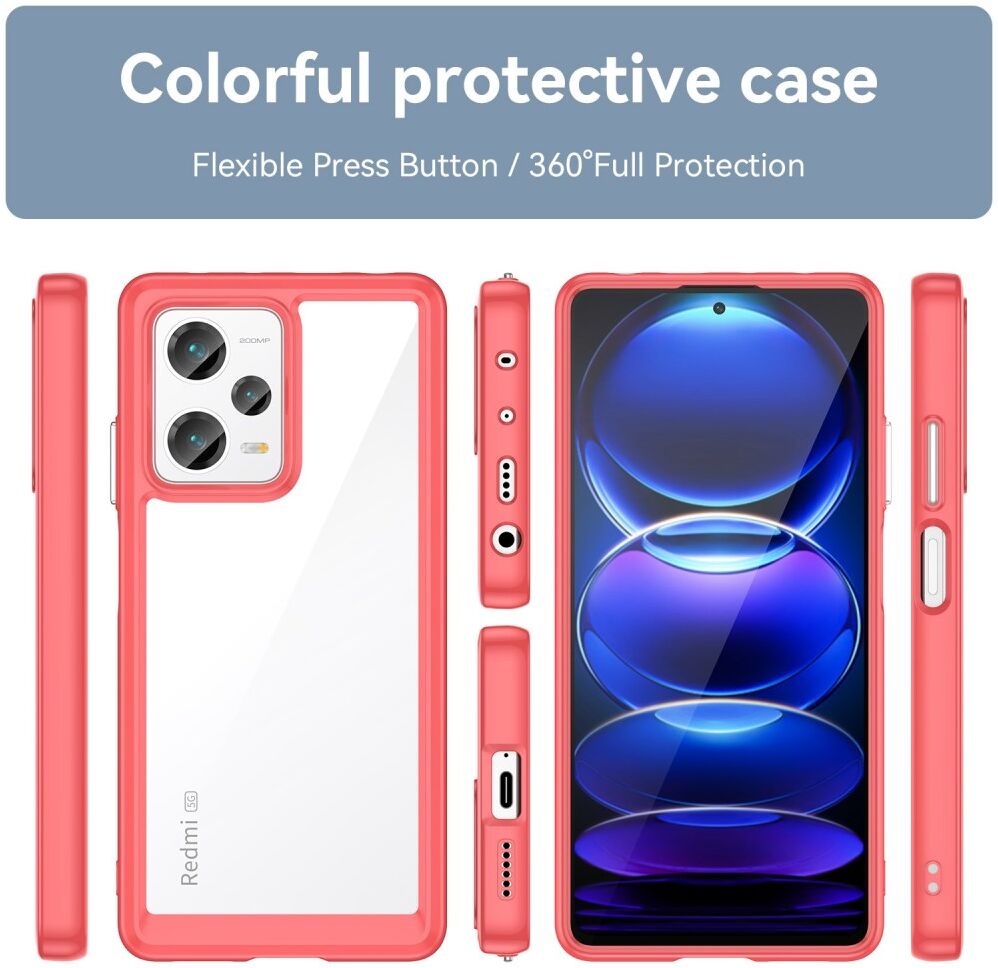 Xiaomi Redmi Note 12 Pro Plus Hoesje Acryl Back Cover Rood afbeelding 8