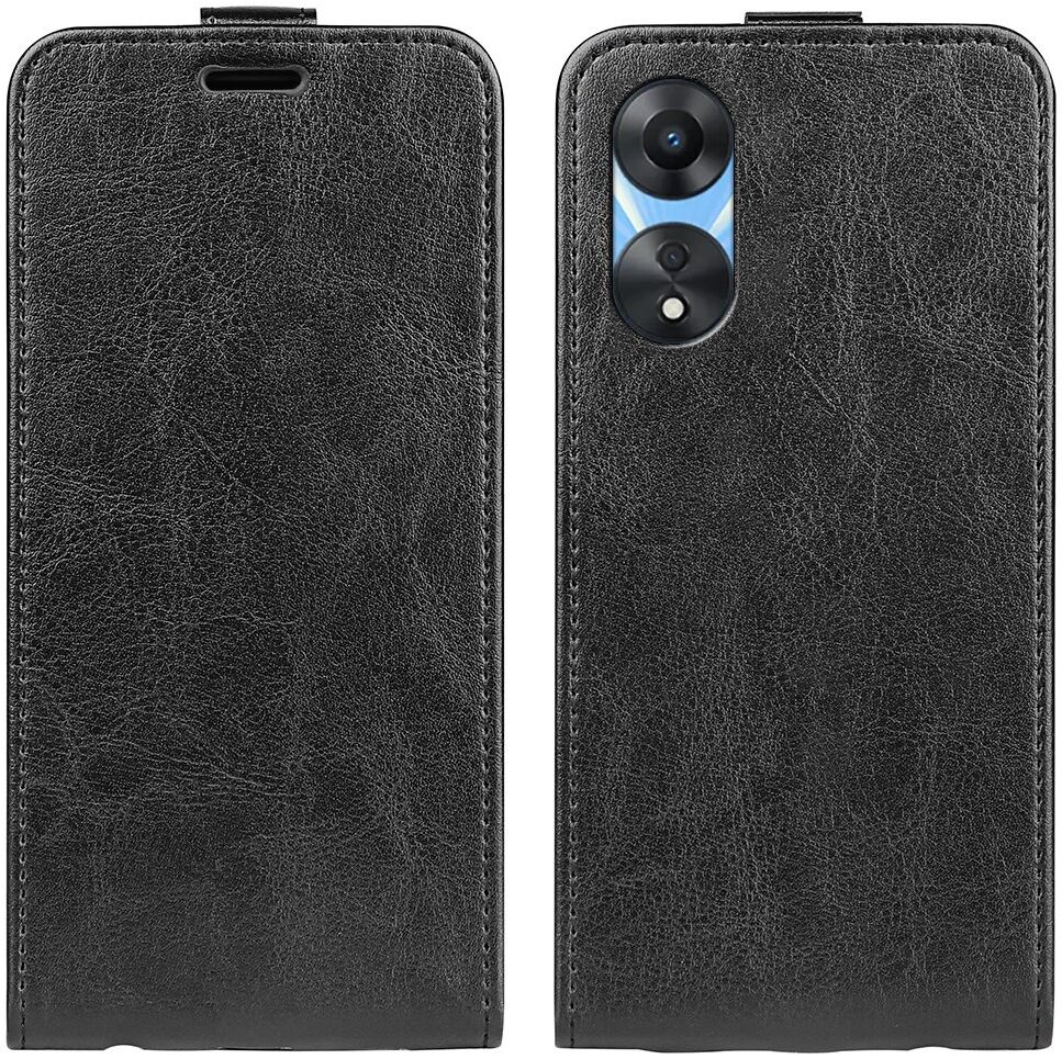 Oppo A58 5G / A78 5G Hoesje Verticale Flip Wallet Case Kunstleer Zwart afbeelding 2