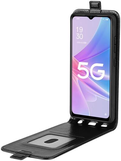 Oppo A58 5G / A78 5G Hoesje Verticale Flip Wallet Case Kunstleer Zwart afbeelding 1