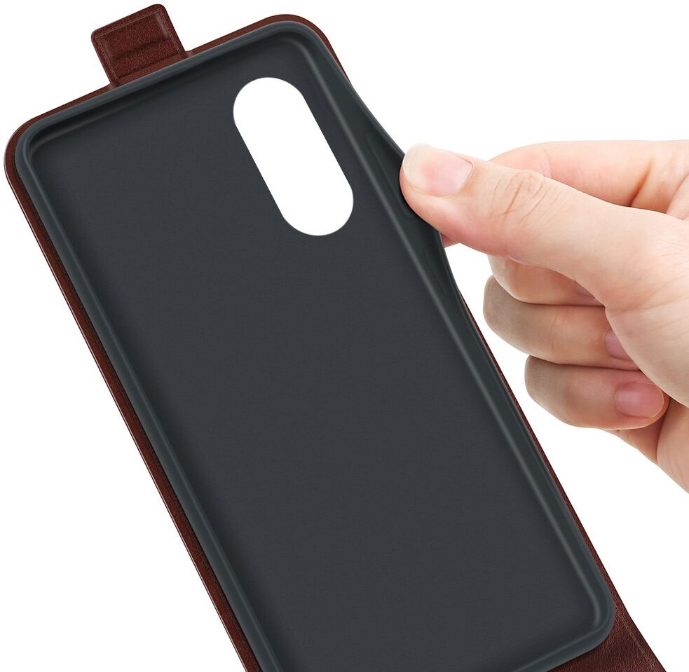 Oppo A58 5G / A78 5G Hoesje Verticale Flip Wallet Case Kunstleer Bruin afbeelding 4