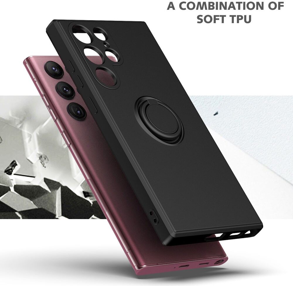 Samsung Galaxy S23 Ultra Hoesje Magnetische Kickstand Back Cover Zwart afbeelding 2