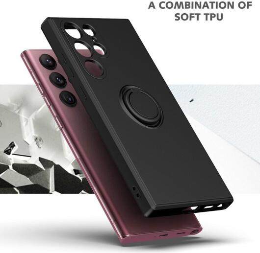 Samsung Galaxy S23 Ultra Hoesje Magnetische Kickstand Back Cover Zwart afbeelding 2