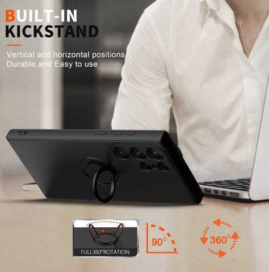Samsung Galaxy S23 Ultra Hoesje Magnetische Kickstand Back Cover Zwart afbeelding 5