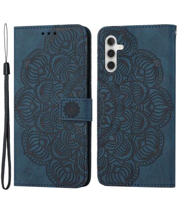 Samsung Galaxy A34 Hoesje Mandala Book Case met Pasjeshouder Blauw Hoesjes