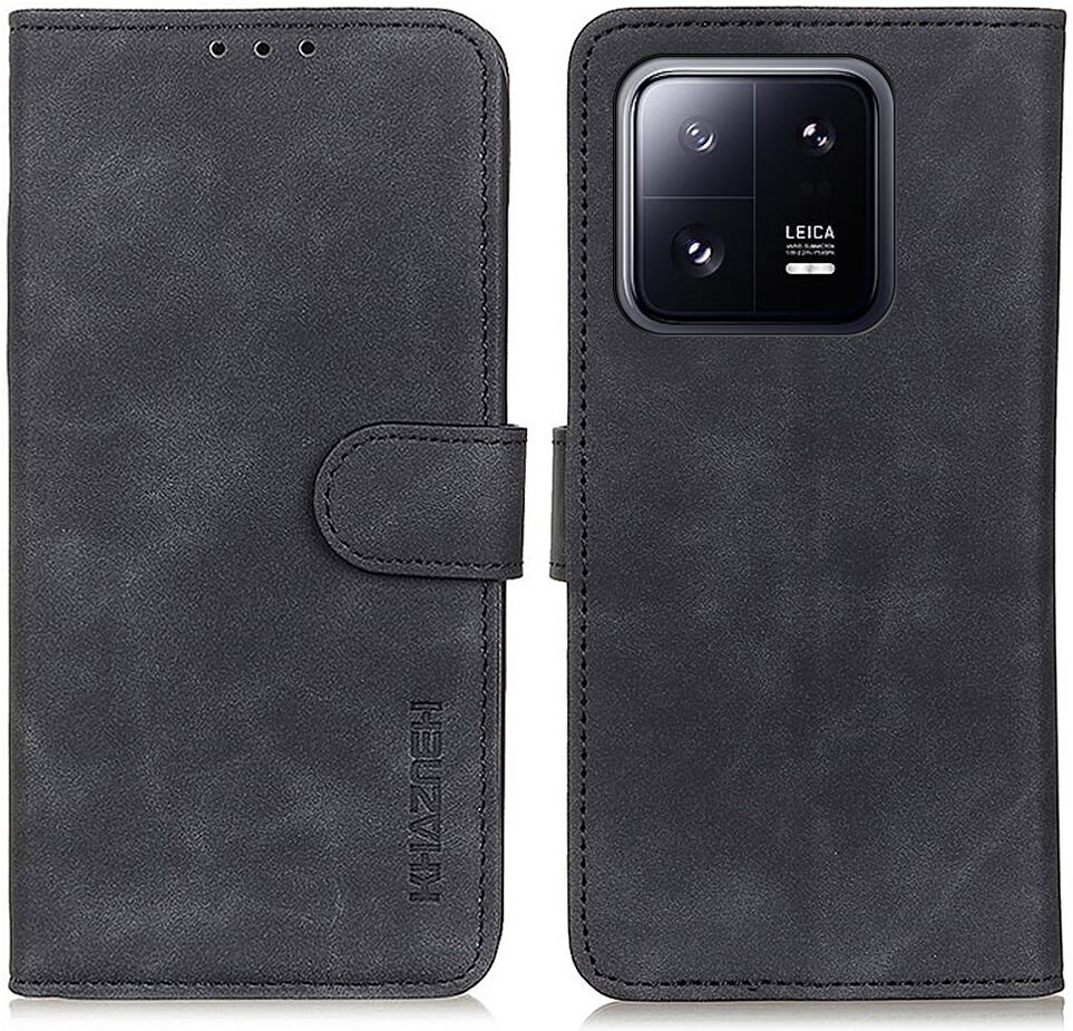 KHAZNEH Xiaomi 13 Hoesje Retro Wallet Book Case Zwart afbeelding 2