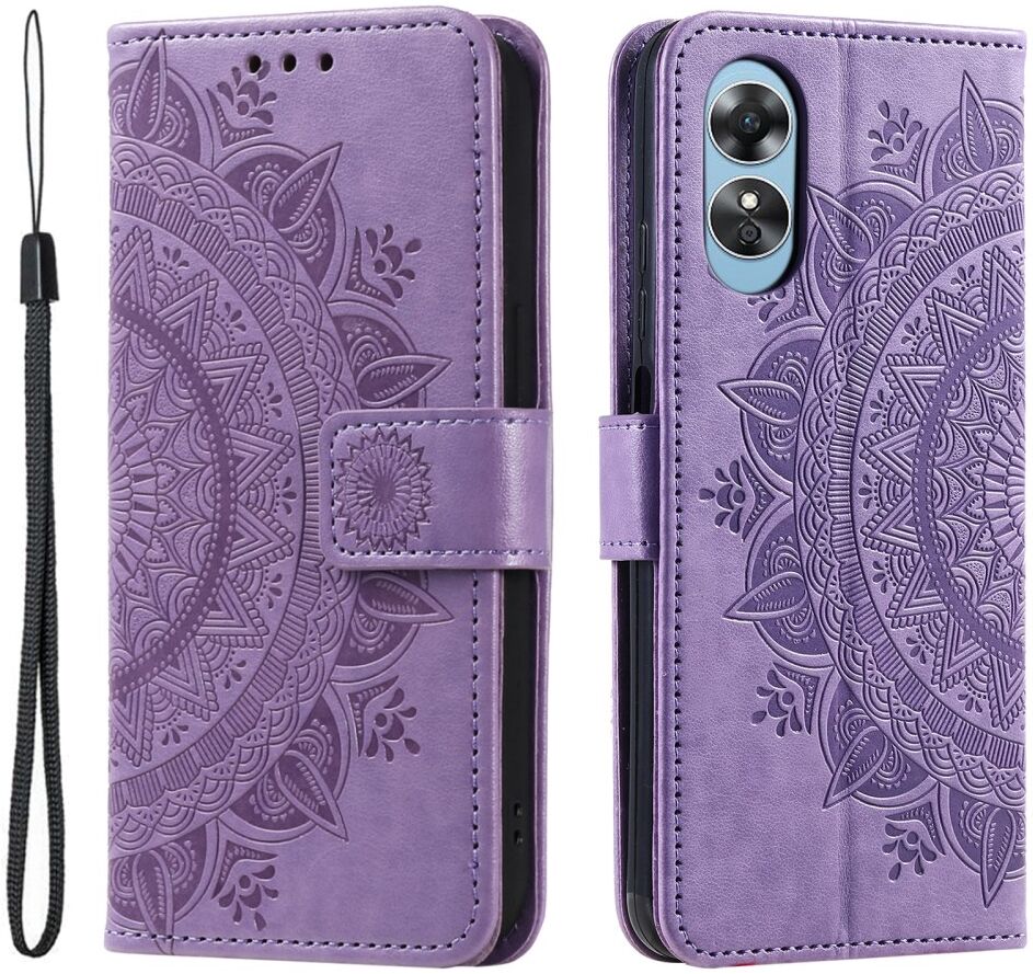 Oppo A58 5G / A78 5G Hoesje Mandala Book Case met Pasjeshouder Paars afbeelding 1