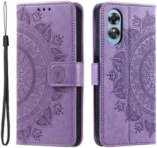 Oppo A58 5G / A78 5G Hoesje Mandala Book Case met Pasjeshouder Paars afbeelding 1