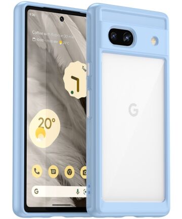 Google Pixel 7a Hoesje Acryl Back Cover Blauw Hoesjes