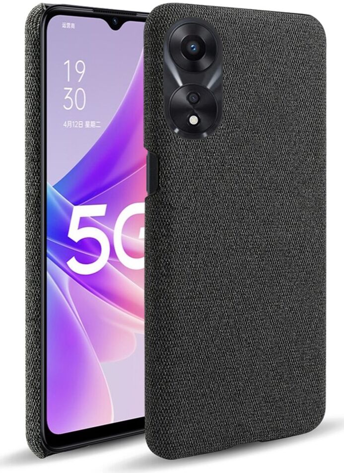 Oppo A58 5G / A78 5G Hoesje met Stoffen Afwerking Back Cover Zwart afbeelding 1