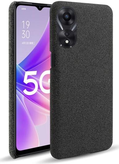 Oppo A58 5G / A78 5G Hoesje met Stoffen Afwerking Back Cover Zwart afbeelding 1