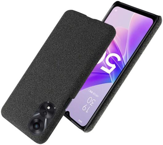 Oppo A58 5G / A78 5G Hoesje met Stoffen Afwerking Back Cover Zwart afbeelding 2