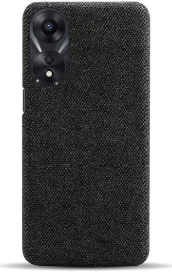 Oppo A58 5G / A78 5G Hoesje met Stoffen Afwerking Back Cover Zwart afbeelding 3