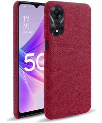 Oppo A58 5G / A78 5G Hoesje met Stoffen Afwerking Back Cover Rood
