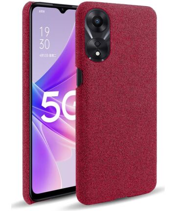 Oppo A58 5G / A78 5G Hoesje met Stoffen Afwerking Back Cover Rood Hoesjes