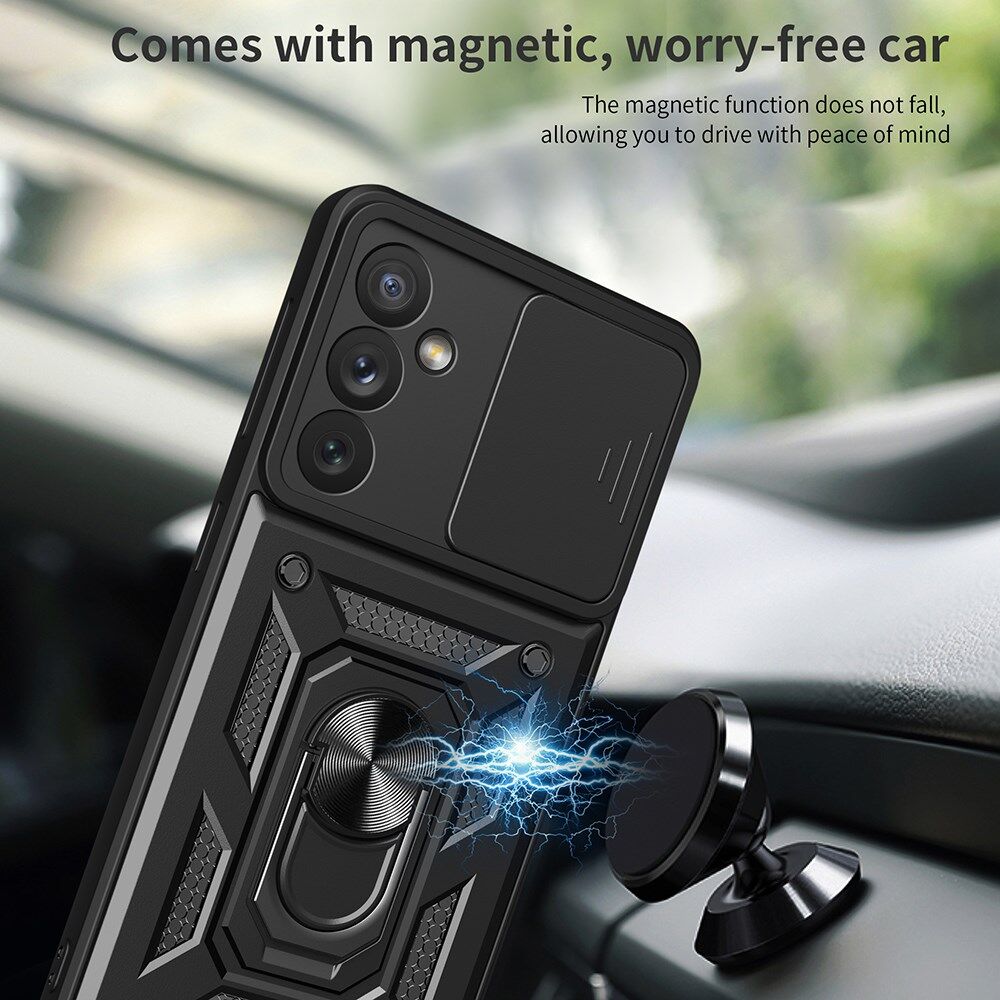 Samsung Galaxy A34 Hoesje met Camera Slider en Kickstand Ring Rood afbeelding 3