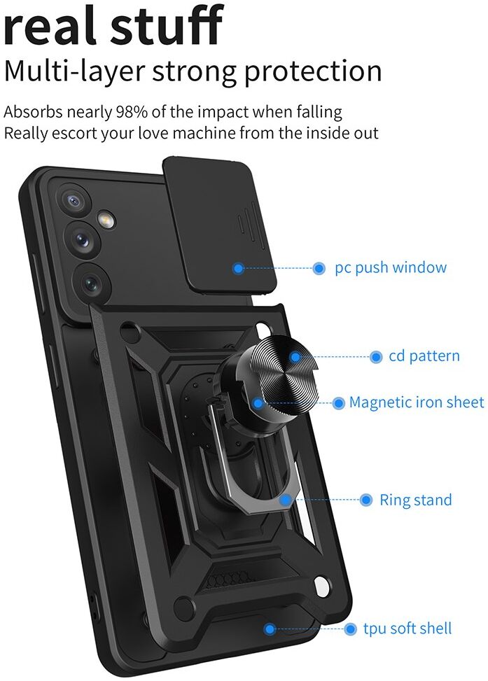 Samsung Galaxy A34 Hoesje met Camera Slider en Kickstand Ring Rood afbeelding 8